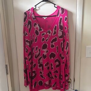 ODDY Pink & Purple V-Neck Sweater Sz 1x/2x